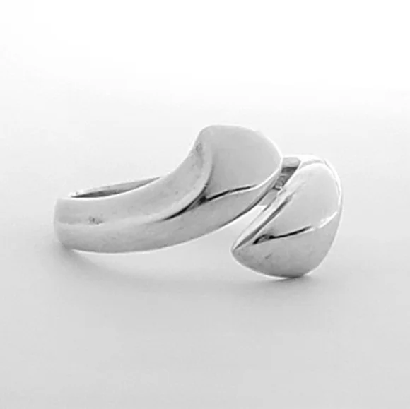 925 Sterling Silver Vintage Modernist Overlap Ring, Size 9 Unisex - Picture 3 of 9